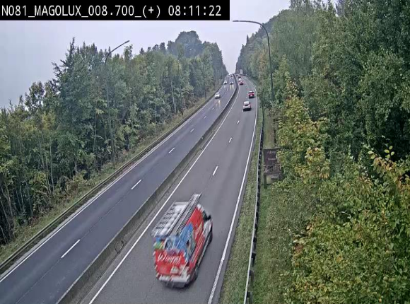 Webcam sur la N81 (E411) à hauteur de la jonction avec la N883. Vue orientée vers Longwy