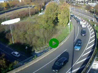 Caméra autoroute à la jonction entre l'A7 et la D301 (Boulevard urbain Sud de Lyon) à Feyzin, au sud de Lyon. Vue orientée vers Mions