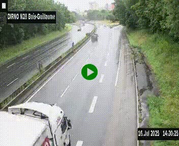 Webcam routière à hauteur de Bois-Guillaume en périphérie de Rouen. Vue orientée vers Rouen