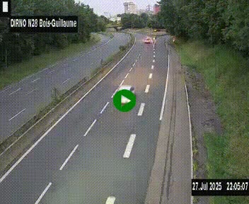 Webcam routière à hauteur de Bois-Guillaume en périphérie de Rouen. Vue orientée vers Rouen