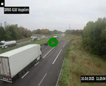 Webcam autoroute A150 à hauteur de La Vaupalière en périphérie de Rouen. Vue orientée vers Rouen