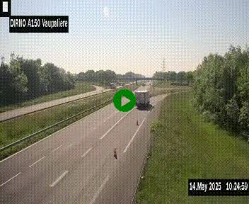 Webcam autoroute A150 à hauteur de La Vaupalière en périphérie de Rouen. Vue orientée vers Rouen