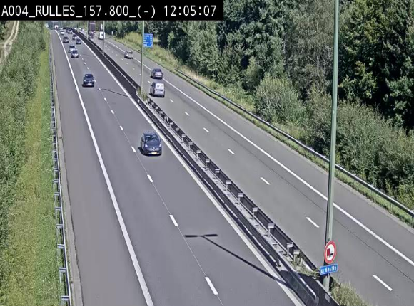 Webcam à Marbehan sur l'E411 à hauteur de la sortie 28a Rulles. Vue orientée vers Bruxelles