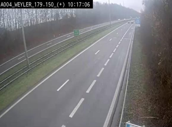 Webcam entre la sortie Arlon et la sortie Weyler sur l'E411. Vue orientée vers Luxembourg