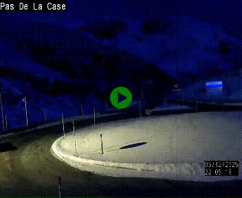 Webcam sur la N22 au niveau du poste frontière entre la France et Andorre à proximité de Pas de la Case à plus de 2000 mètres d'altitude