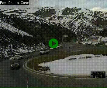 Webcam sur la N22 au niveau du poste frontière entre la France et Andorre à proximité de Pas de la Case à plus de 2000 mètres d'altitude