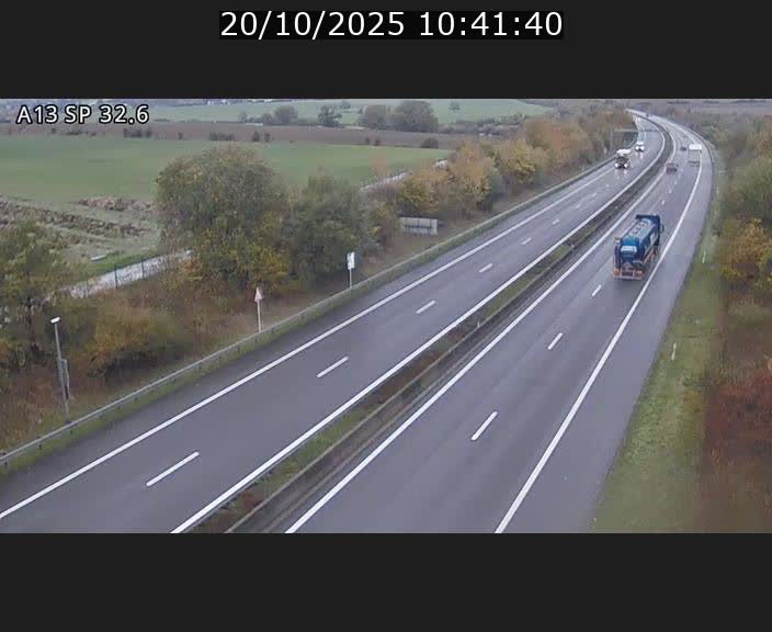 Webcam info trafic A13 à hauteur de Mondorf-les-bains. Vue orientée vers Altwies