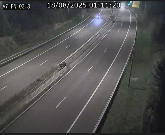 Caméra autoroute Luxembourg A7 - Passage à gibier Rëngelbour - direction Tunnel Stafelter