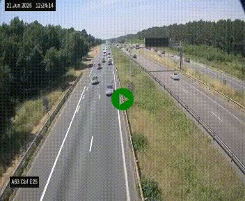 Webcam autoroute A63 en périphérie de Bordeaux au sud-est de la ville, en provenance du bassin d'Arcachon. Vue orientée vers Bordeaux