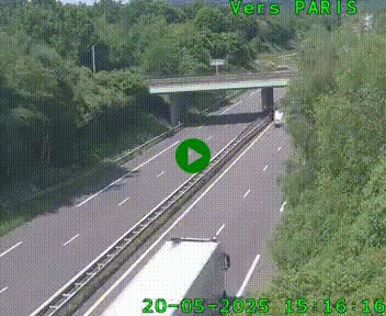 Caméra routière sur l'autoroute A20 au nord de Limoges, à la jonction avec la N520. Vue orientée vers Paris