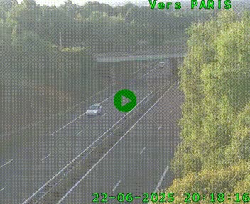 Caméra routière sur l'autoroute A20 au nord de Limoges, à la jonction avec la N520. Vue orientée vers Paris
