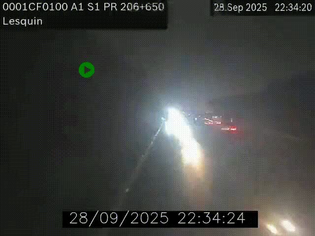 Webcam autoroute A1 à hauteur de Lesquin. Vue orientée vers Lille