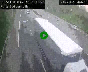 Webcam autoroute A25 sur le périphérique de Lille à hauteur de Lille-Sud et la sortie 3 Faches-Thumesnil. Vue orientée vers Lille-Centre.