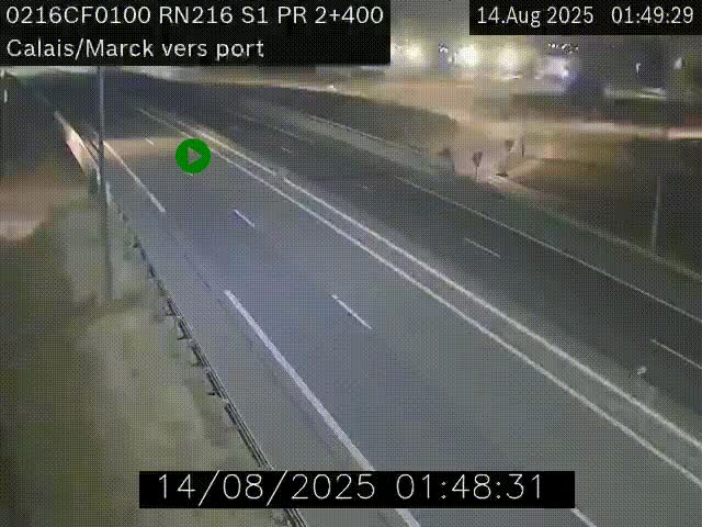 Webcam à Calais sur A216 (N216) en direction du port (harbour) de Calais.