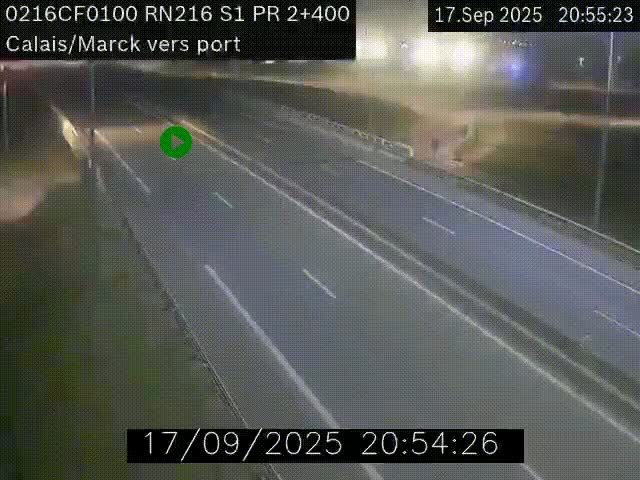 Webcam à Calais sur A216 (N216) en direction du port (harbour) de Calais.