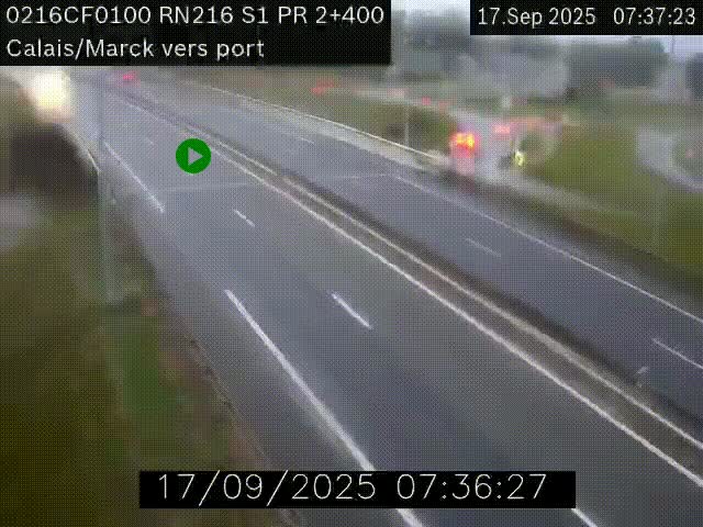 Webcam à Calais sur A216 (N216) en direction du port (harbour) de Calais.