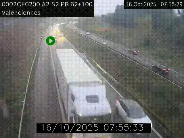 Webcam autoroute A2 à Valenciennes. Vue orientée vers Maubeuge et Mons (Belgique)