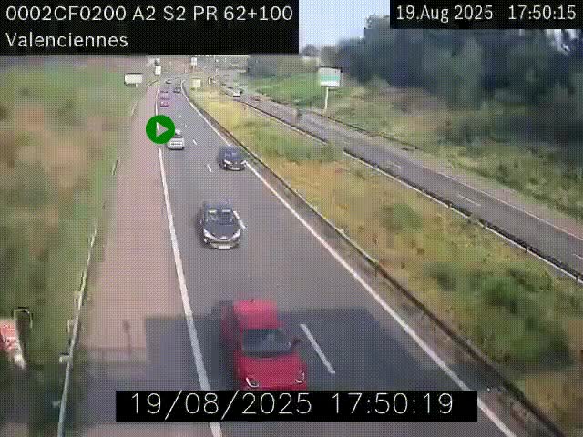 Webcam autoroute A2 à Valenciennes. Vue orientée vers Maubeuge et Mons (Belgique)