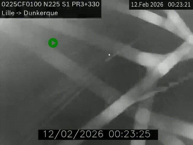 Webcam autoroute A25 (N225) à hauteur de Bergues (Bierne). Vue orientée vers Dunkerque.