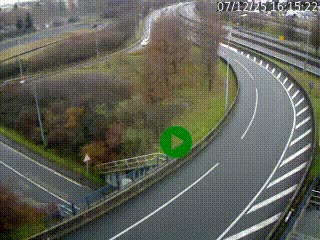 Caméra autoroute à la jonction entre l'A7 et la D301 (Boulevard urbain Sud de Lyon) à Feyzin, au sud de Lyon. Vue orientée vers Mions