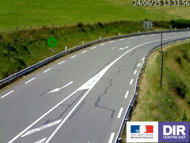 Webcam sur le col Pin Bouchain, vue orientée vers Roanne, en provenance de Lyon sur la nationale 7 (N7)