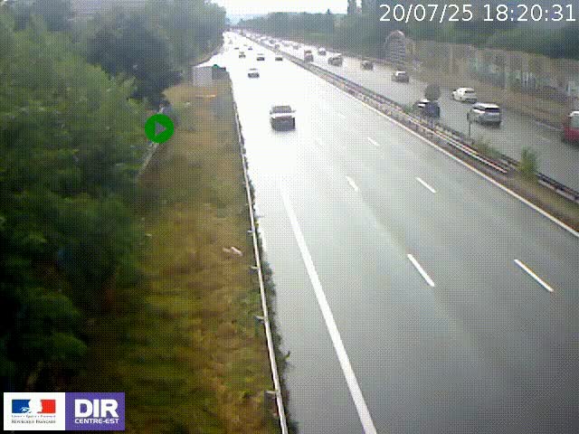 Webcam à Bron sur l'A43 à la jonction avec le boulevard périphérique de Lyon (D383). Vue orientée vers Lyon