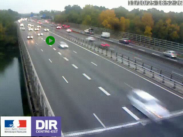 Caméra trafic à la jonction entre l'A46 (Rocade-est de Lyon) et l'A42 à hauteur de Vault-en-Velin en direction de Marseille