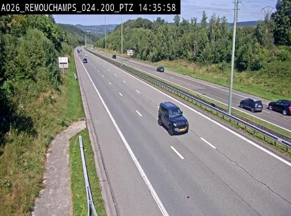 Webcam E25/A26 à Aywalle, à hauteur de Spa. Vue orientée vers Liège