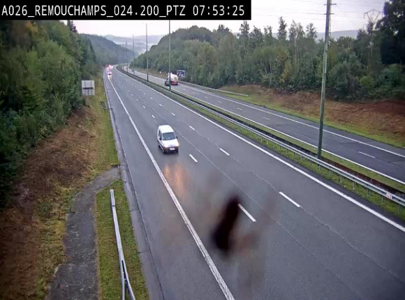 Webcam E25/A26 à Aywalle, à hauteur de Spa. Vue orientée vers Liège