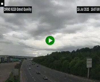 Webcam routière sur N338 à hauteur de Grand-Quevilly en périphérie de Rouen. Vue orientée vers Rouen