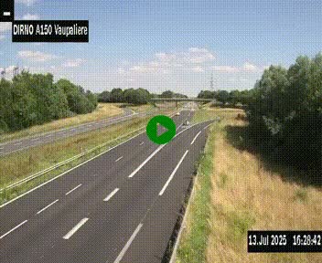 Webcam autoroute A150 à hauteur de La Vaupalière en périphérie de Rouen. Vue orientée vers Rouen