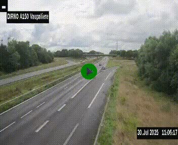 Webcam autoroute A150 à hauteur de La Vaupalière en périphérie de Rouen. Vue orientée vers Rouen
