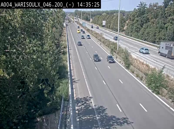 Webcam sur l'E411 à proximité de la jonction avec l'E42 à Warisoulx. Vue orientée vers le nord