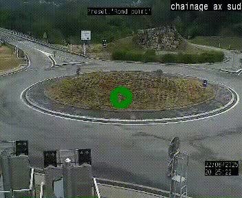 Webcam au nord d'Ax-les-Thermes au niveau de l'aire de chaînage de la N20. Vue orientée vers les Pyrénées, en direction de Pas de la Case
