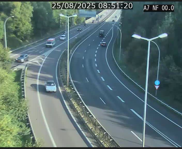 Caméra autoroute Luxembourg A7 - Echangeur A1/A7 Grünewald direction Tunnel Stafelter