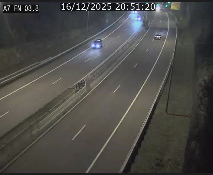 Caméra autoroute Luxembourg A7 - Passage à gibier Rëngelbour - direction Tunnel Stafelter