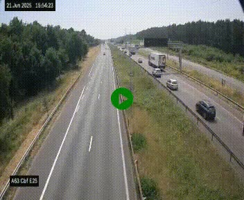 Webcam autoroute A63 en périphérie de Bordeaux au sud-est de la ville, en provenance du bassin d'Arcachon. Vue orientée vers Bordeaux