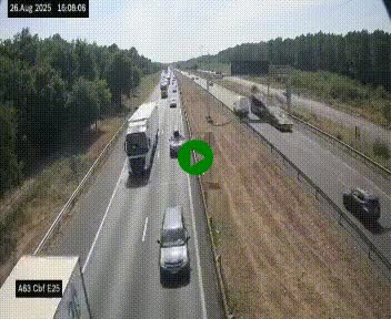 Webcam autoroute A63 en périphérie de Bordeaux au sud-est de la ville, en provenance du bassin d'Arcachon. Vue orientée vers Bordeaux