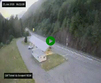 Webcam à l'entrée du tunnel du Somport, côté français, sur la N134, dans les Pyrénées, en direction de l'Espagne, à 1116 mètres d'altitude