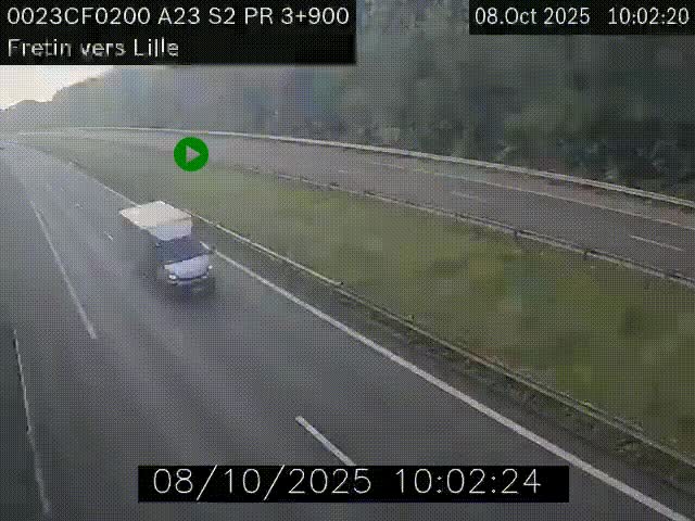 Webcam autoroute A23 à hauteur de Fretin. Vue orientée vers Lille