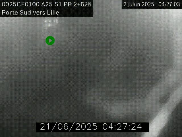 Webcam autoroute A25 sur le périphérique de Lille à hauteur de Lille-Sud et la sortie 3 Faches-Thumesnil. Vue orientée vers Lille-Centre.