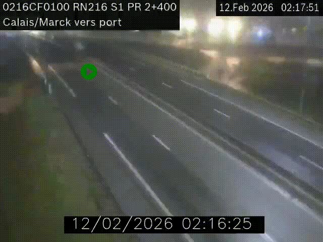 Webcam à Calais sur A216 (N216) en direction du port (harbour) de Calais.