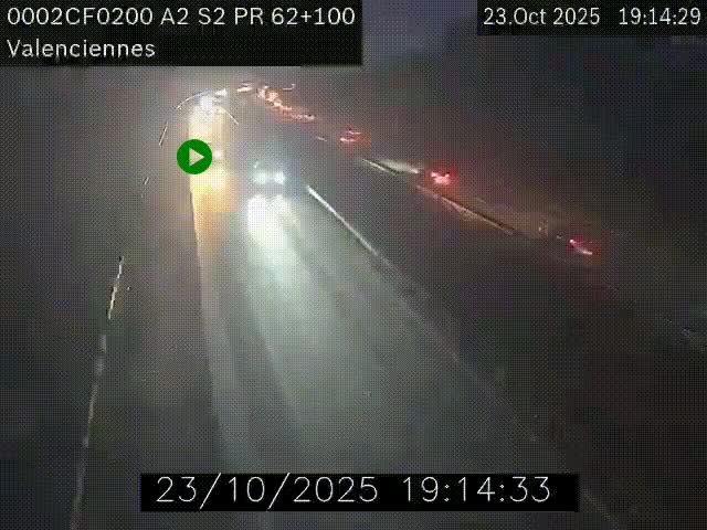 Webcam autoroute A2 à Valenciennes. Vue orientée vers Maubeuge et Mons (Belgique)