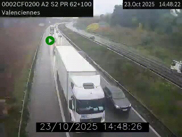 Webcam autoroute A2 à Valenciennes. Vue orientée vers Maubeuge et Mons (Belgique)