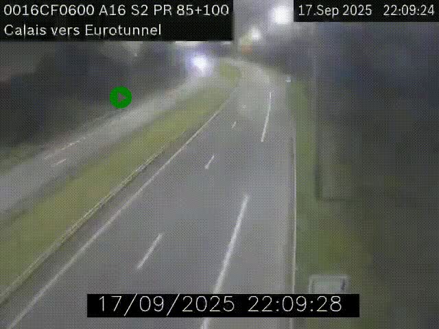 Webcam A16 à Calais en direction du Tunnel sous la Manche (Eurotunnel)