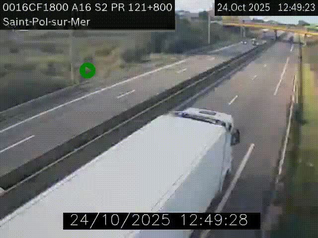 Webcam autoroute A16 à proximité de Dunkerque, à hauteur de la sortie Saint-Pol-sur-Mer. Vue orientée vers Calais