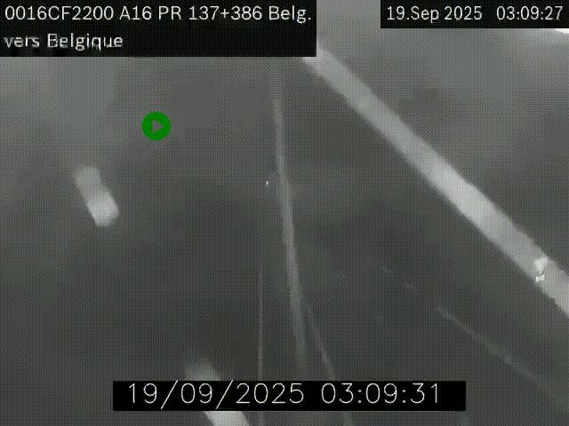 Webcam à la frontière franco-belge au niveau de Bray-Dunes/De-Panne sur l'autoroute A16. Vue orientée vers la Belgique