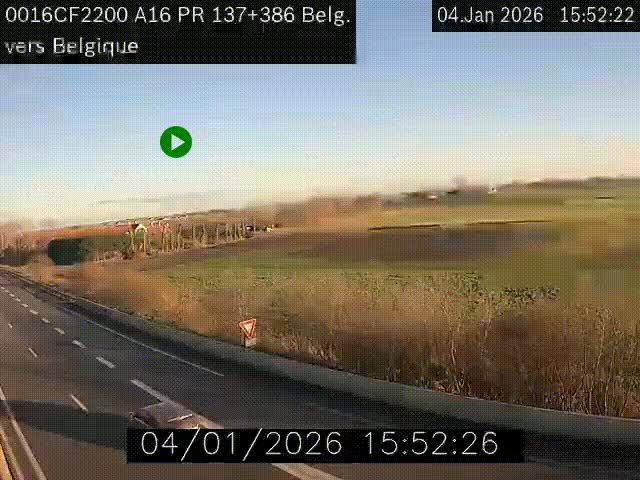 Webcam à la frontière franco-belge au niveau de Bray-Dunes/De-Panne sur l'autoroute A16. Vue orientée vers la Belgique