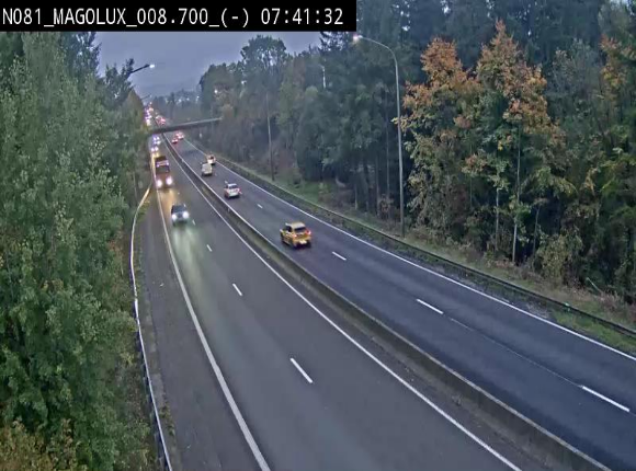 Webcam sur la N81 (E411) à hauteur de la jonction avec la N883. Vue orientée vers Arlon