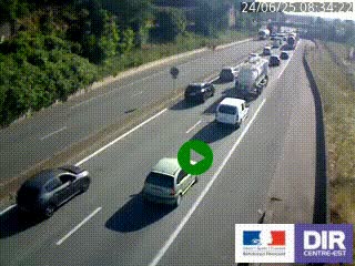 Caméra autoroutière sur l'A47 à hauteur de Givors, a proximité de Lyon. La webcam est orientée vers Lyon